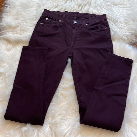 7 For All Mankind Skinny Jean in Dark Burgundy - Picture 3 of 7